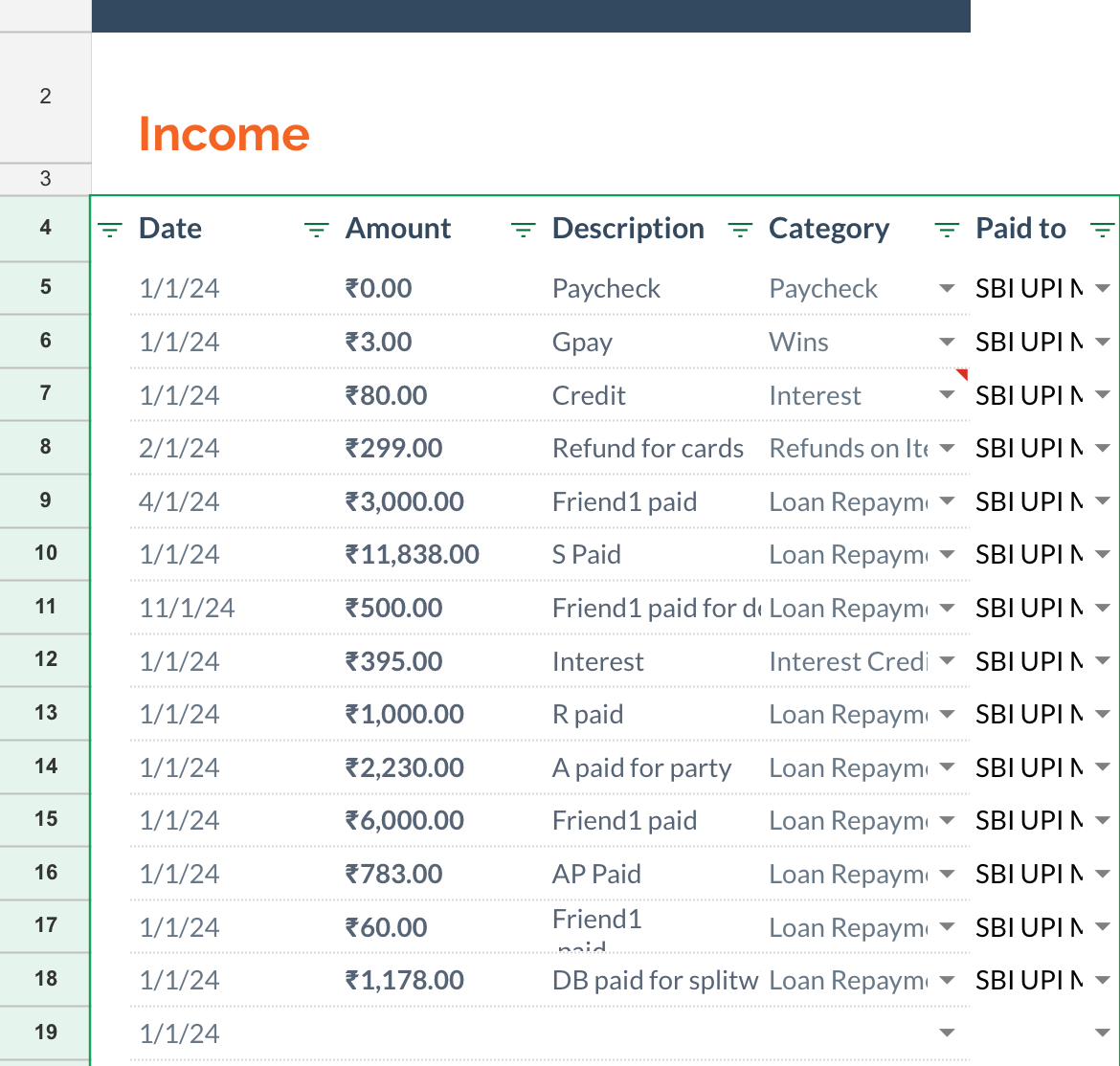 Expense app visualizations